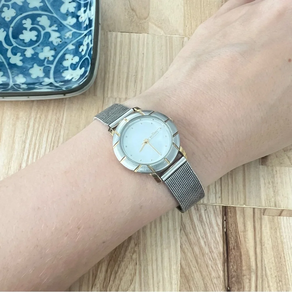 Skagen Denmark ladies round silver tone contemporary dress watch NEW BATTERY